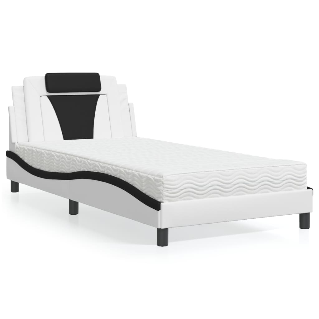 Letto Viana con Materasso Bianco e Nero 100x200 cm in Similpelle | homemem39