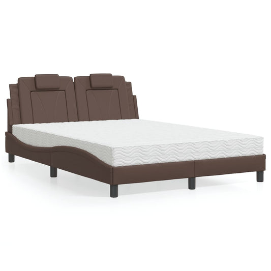 Letto Viana con Materasso Marrone 120x200cm in Similpelle | homemem39