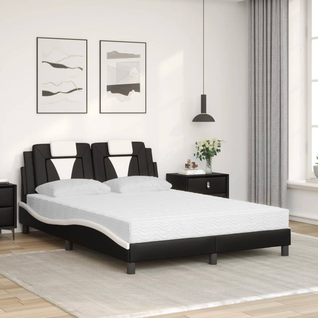 Letto Viana con Materasso Nero e Bianco 120x200 cm in Similpelle