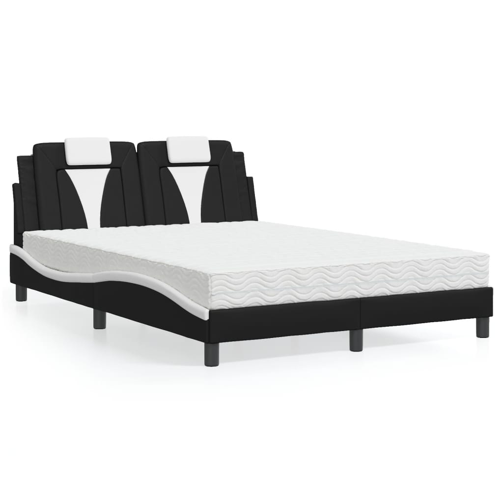 Letto Viana con Materasso Nero e Bianco 120x200 cm in Similpelle