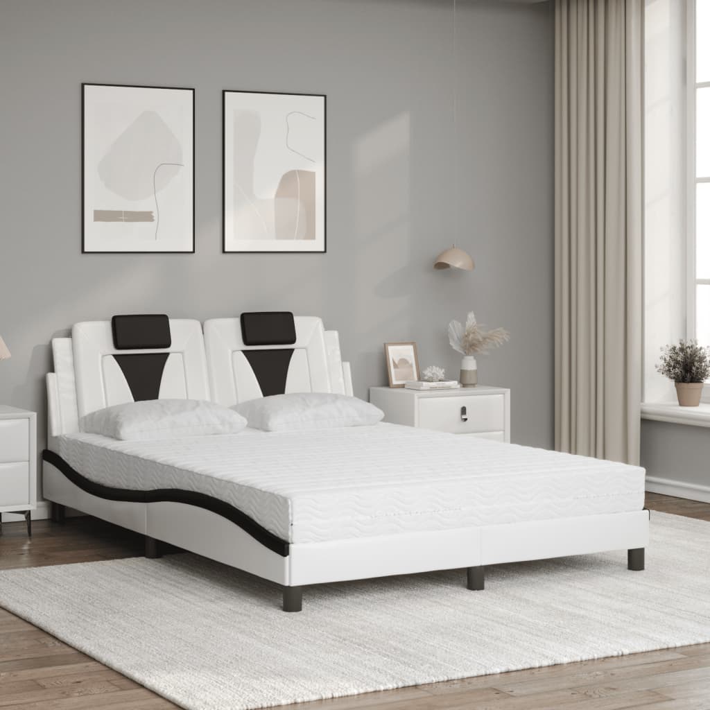 Letto Viana con Materasso Nero e Bianco 120x200 cm in Similpelle