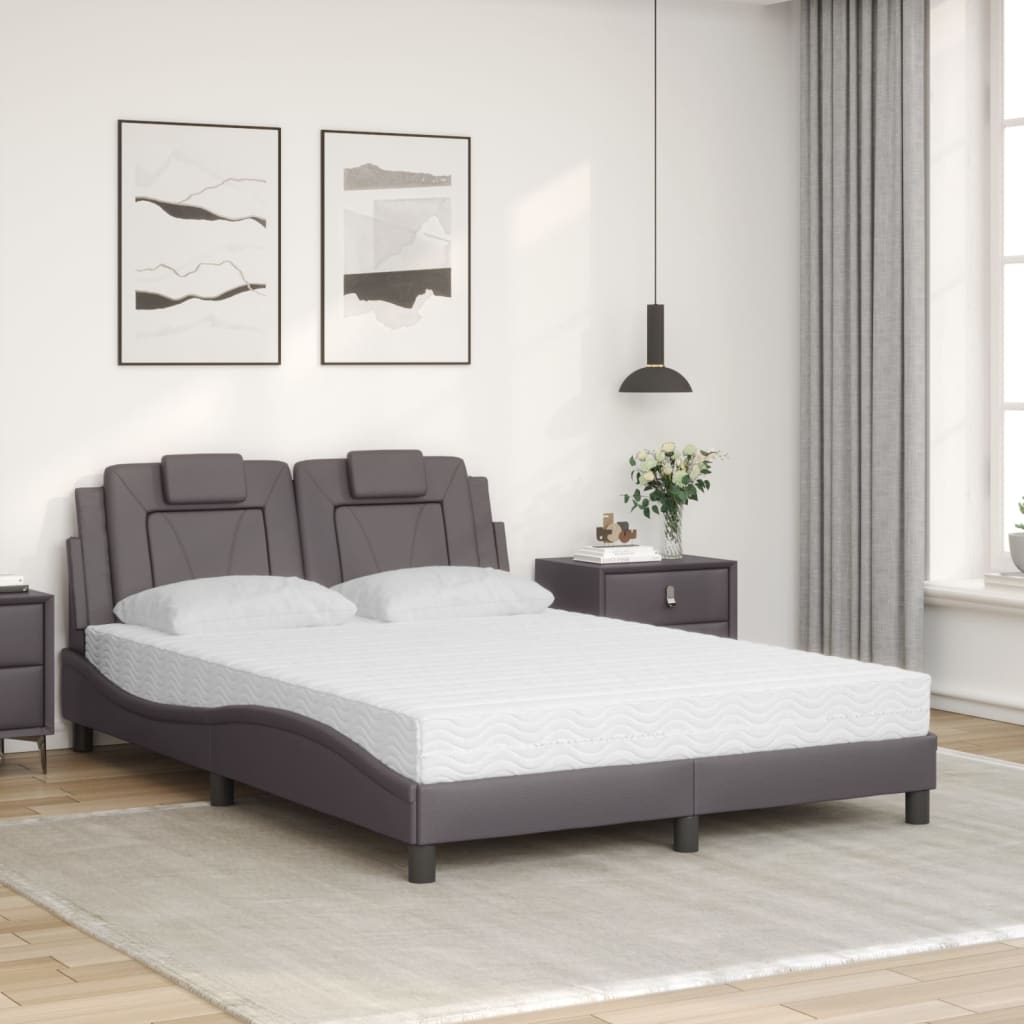 Letto Viana con Materasso Grigio 140x190 cm in Similpelle - homemem39