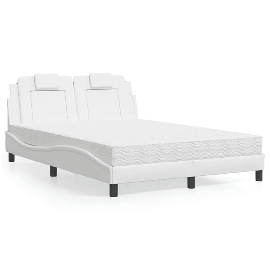 Letto Viana con Materasso Bianco 140x200 cm in Similpelle - homemem39