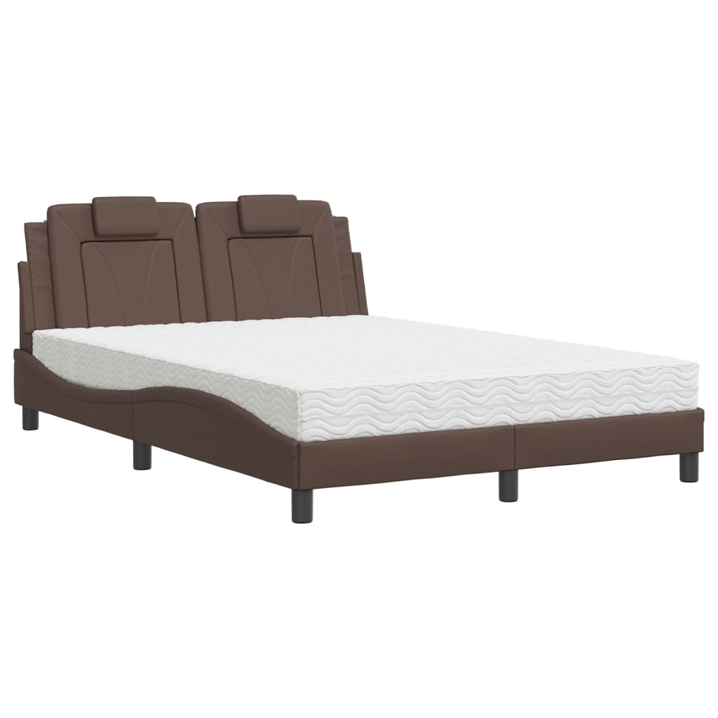 Letto Viana con Materasso Marrone 140x200cm in Similpelle - homemem39