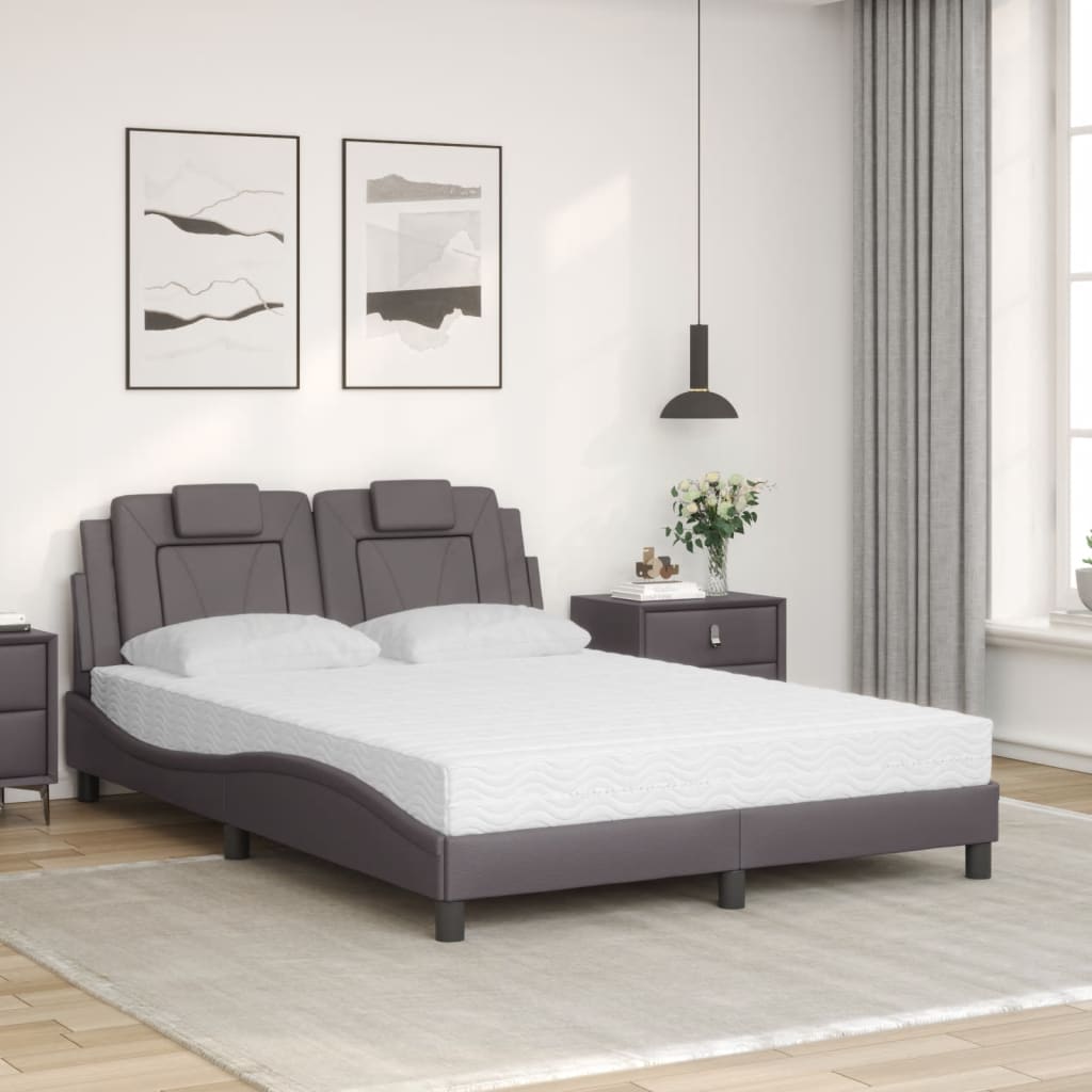 Letto Viana con Materasso Grigio 140x200 cm in Similpelle - homemem39