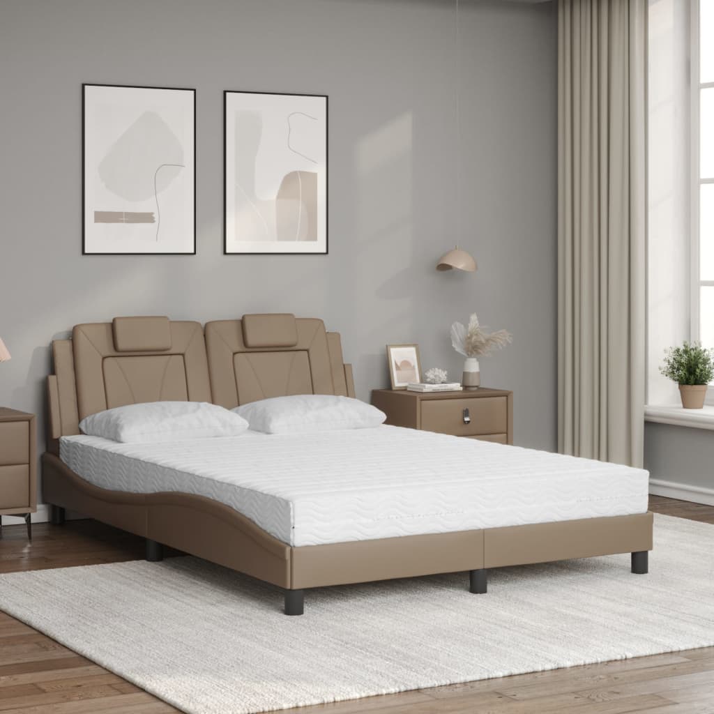 Letto Viana con Materasso Cappuccino 140x200cm Similpelle - homemem39