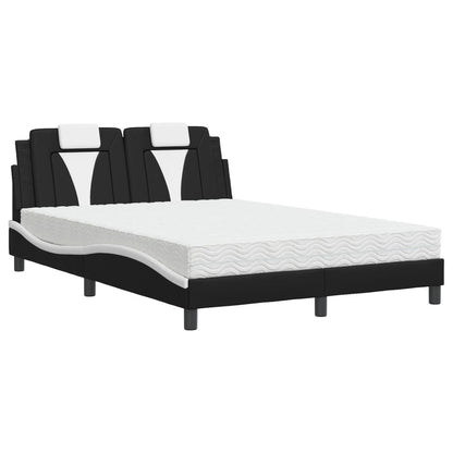 Letto Viana con Materasso Nero e Bianco 140x200 cm in Similpelle - homemem39