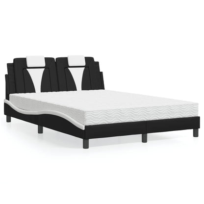 Letto Viana con Materasso Nero e Bianco 140x200 cm in Similpelle - homemem39