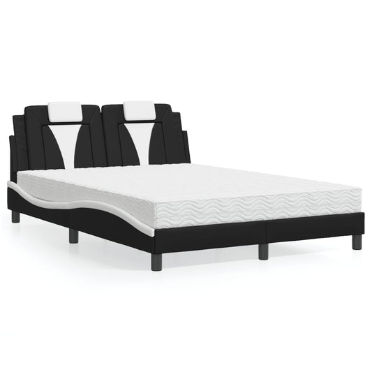Letto Viana con Materasso Nero e Bianco 140x200 cm in Similpelle - homemem39