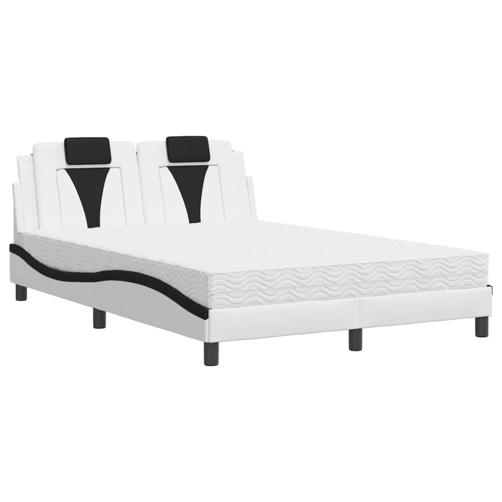 Letto Viana con Materasso Bianco e Nero 140x200 cm in Similpelle - homemem39
