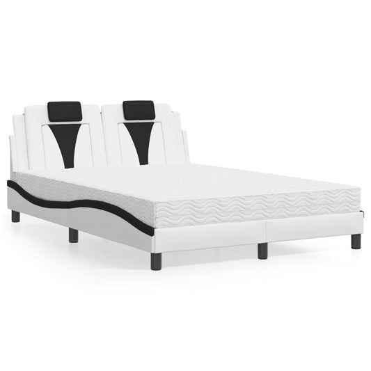 Letto Viana con Materasso Bianco e Nero 140x200 cm in Similpelle - homemem39