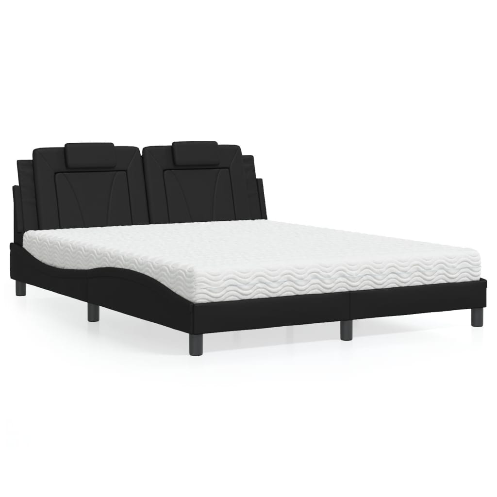 Letto Viana con Materasso Nero 160x200 cm in Similpelle - homemem39