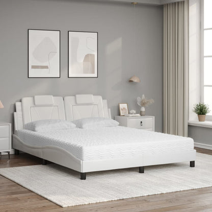 Letto Viana con Materasso Bianco 160x200 cm in Similpelle - homemem39