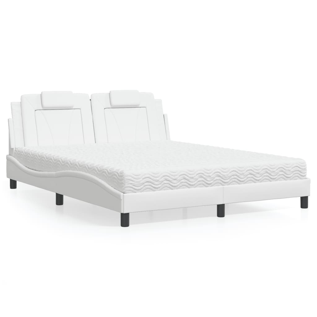 Letto Viana con Materasso Bianco 160x200 cm in Similpelle - homemem39