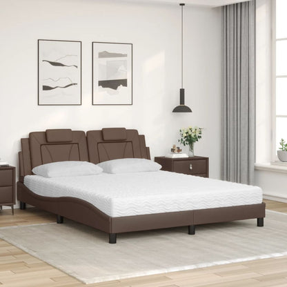Letto Viana con Materasso Marrone 160x200cm in Similpelle - homemem39