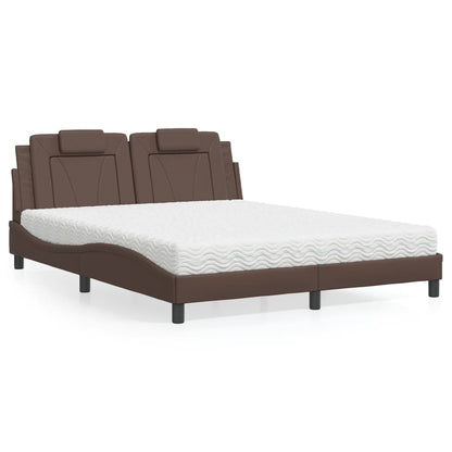 Letto Viana con Materasso Marrone 160x200cm in Similpelle - homemem39
