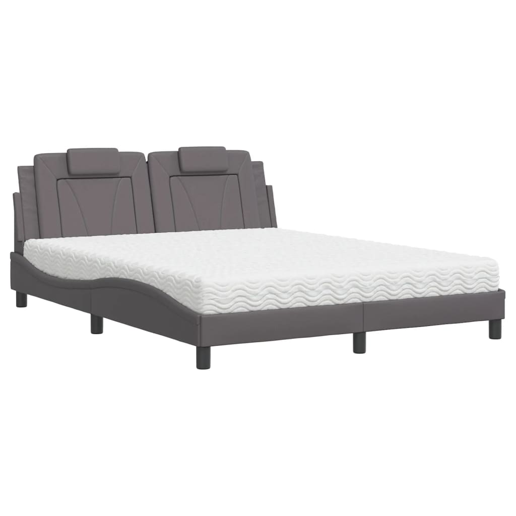 Letto Viana con Materasso Grigio 160x200 cm in Similpelle | homemem39