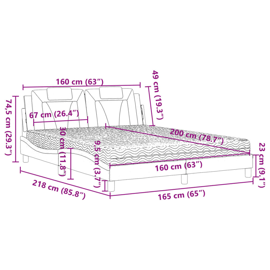 Letto Viana con Materasso Grigio 160x200 cm in Similpelle | homemem39