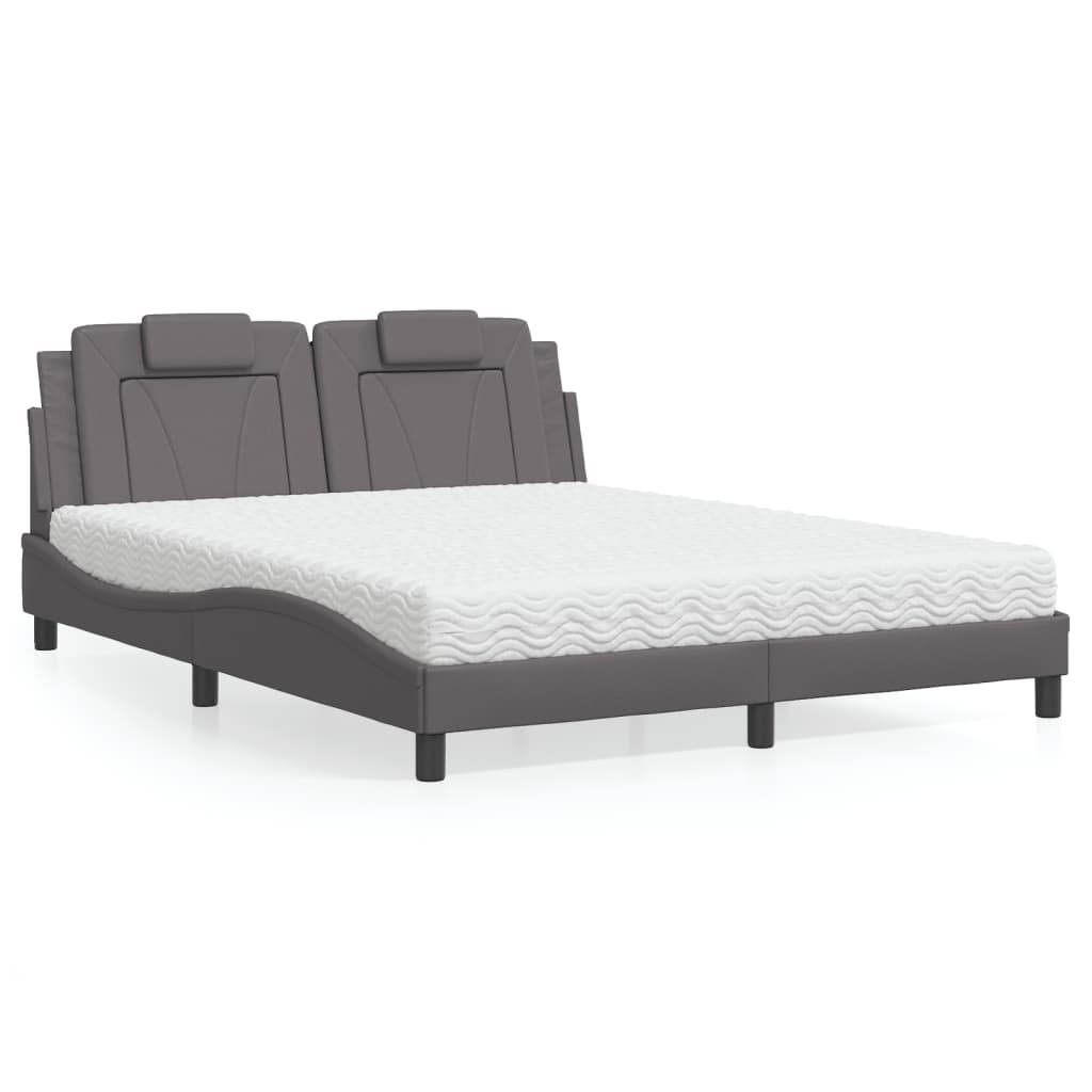 Letto Viana con Materasso Grigio 160x200 cm in Similpelle | homemem39