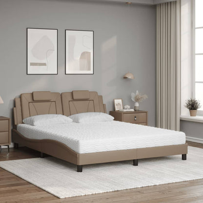 Letto Viana con Materasso Cappuccino 160x200cm Similpelle