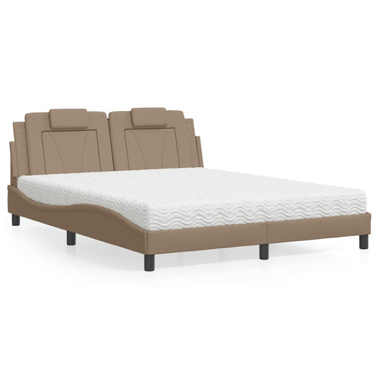 Letto Viana con Materasso Cappuccino 160x200cm Similpelle