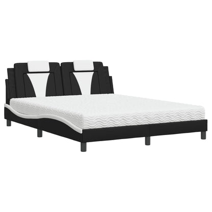 Letto Viana con Materasso Nero e Bianco 160x200cm Similpelle - homemem39