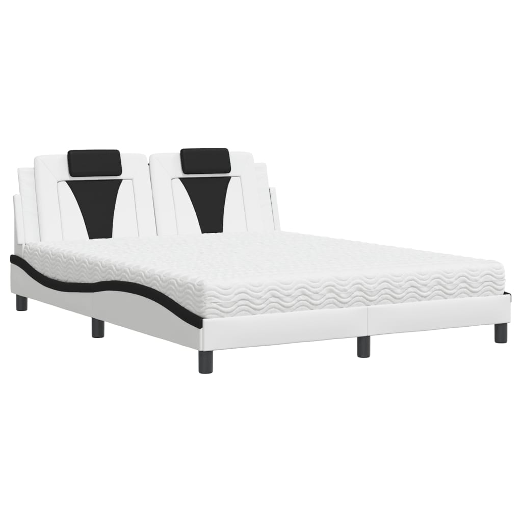 Letto Viana con Materasso Bianco e Nero 160x200cm Similpelle - homemem39