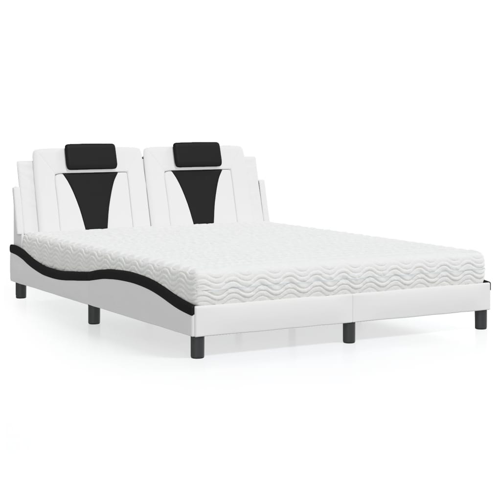 Letto Viana con Materasso Bianco e Nero 160x200cm Similpelle - homemem39