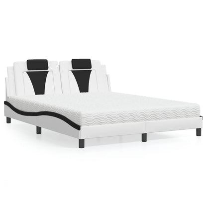 Letto Viana con Materasso Bianco e Nero 160x200cm Similpelle - homemem39