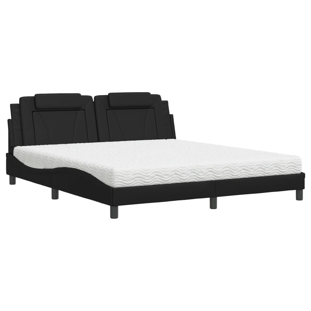 Letto Viana con Materasso Nero 180x200 cm in Similpelle - homemem39