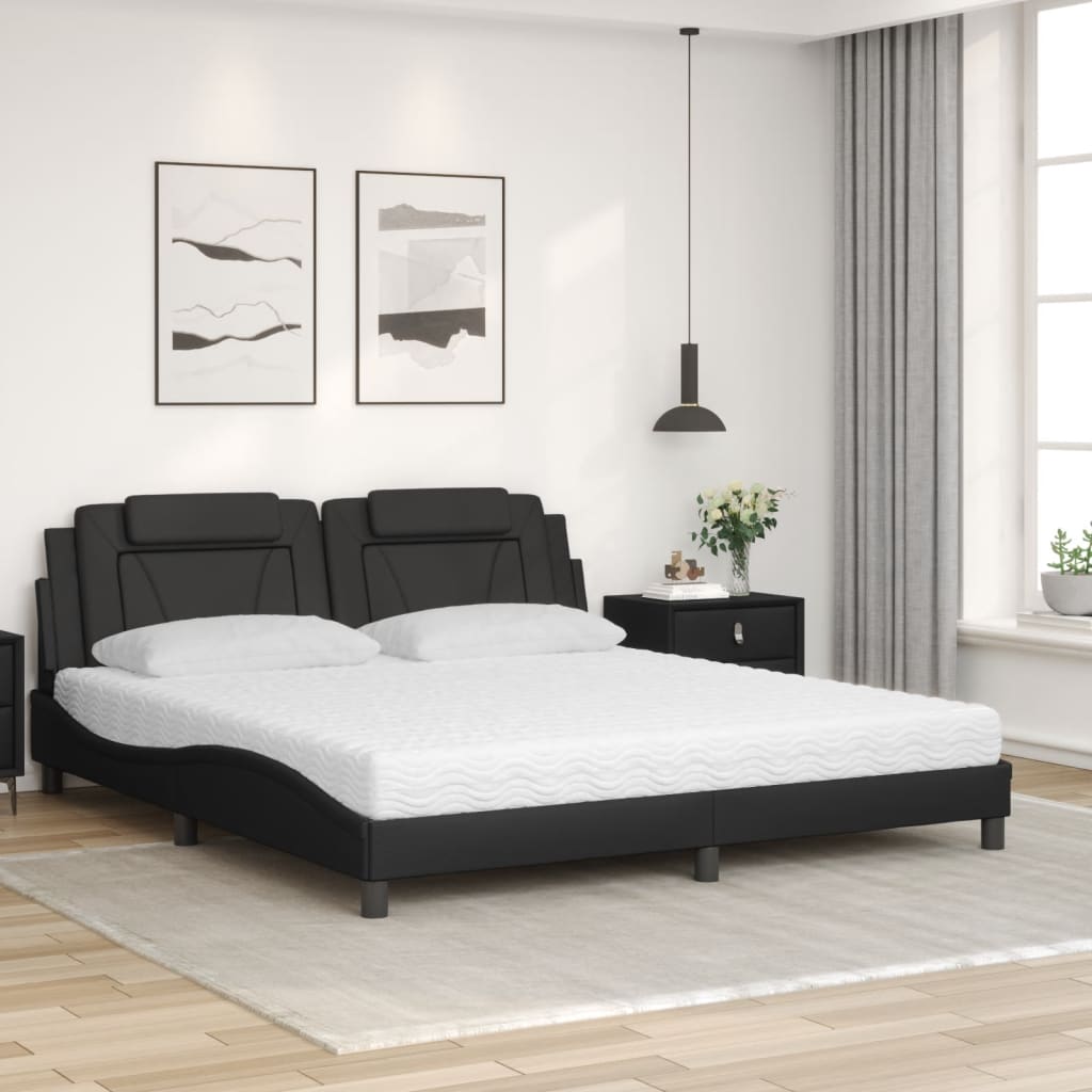 Letto Viana con Materasso Nero 180x200 cm in Similpelle - homemem39
