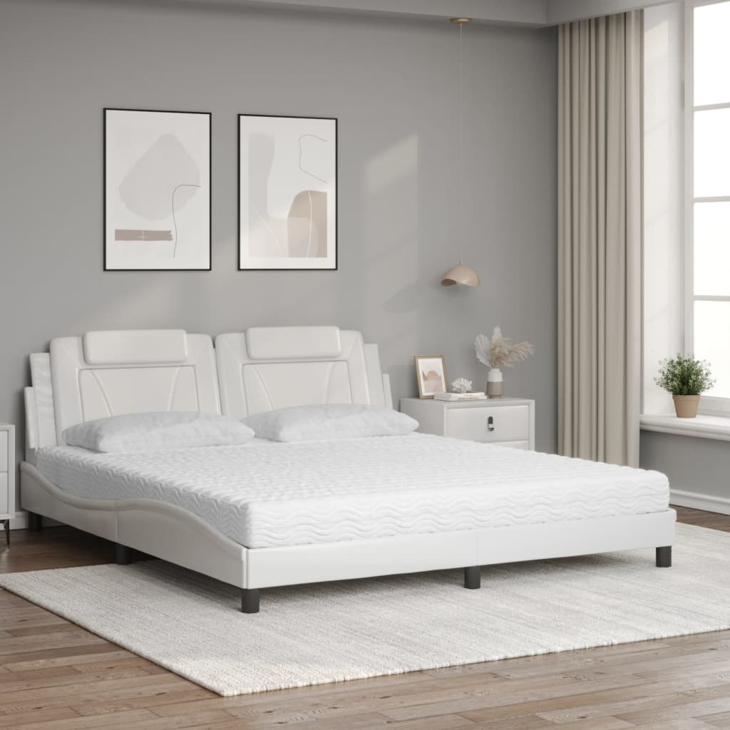 Letto Viana con Materasso Bianco 180x200 cm in Similpelle - homemem39