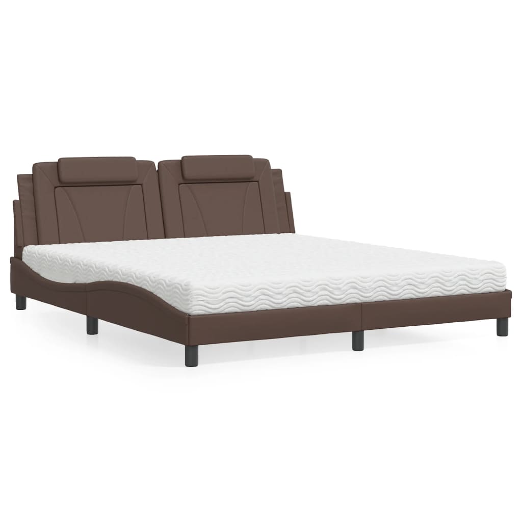 Letto Viana con Materasso Marrone 180x200cm in Similpelle | homemem39