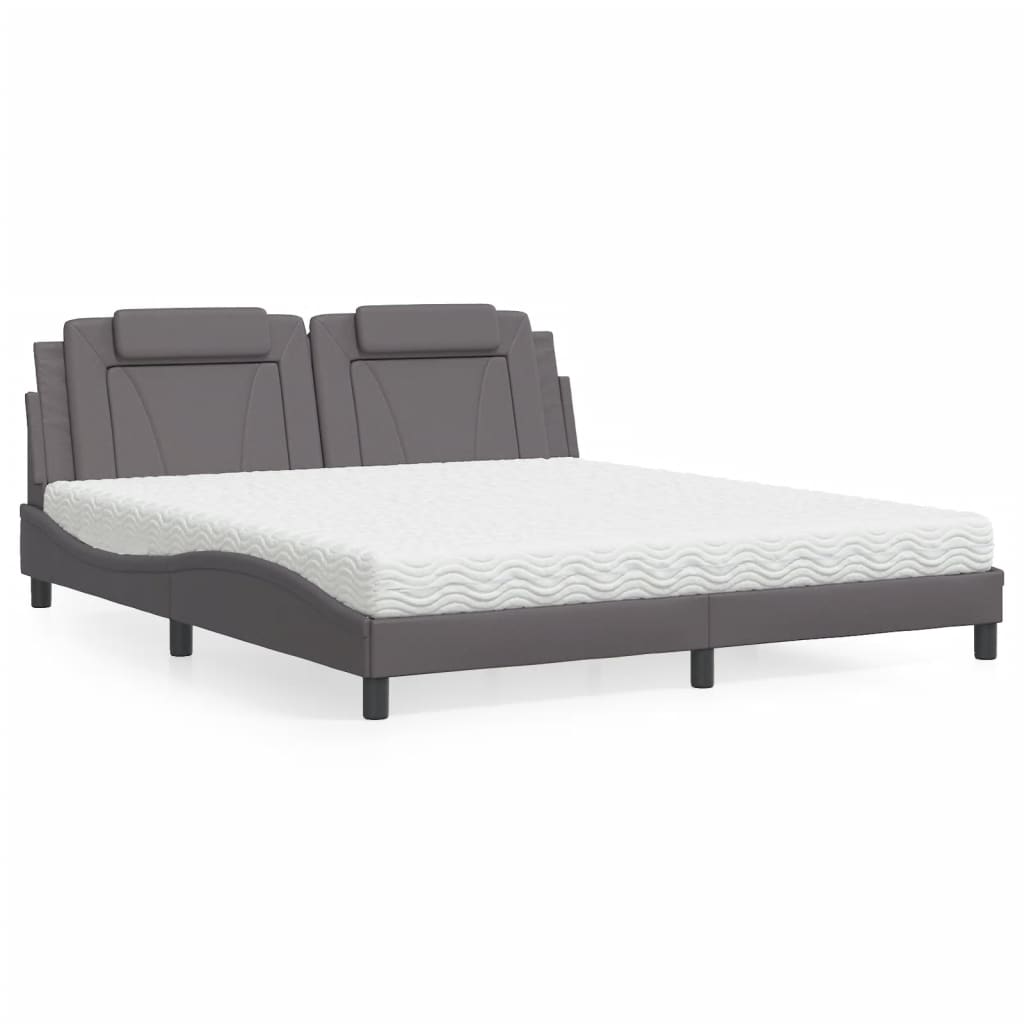 Letto Viana con Materasso Grigio 180x200 cm in Similpelle - homemem39