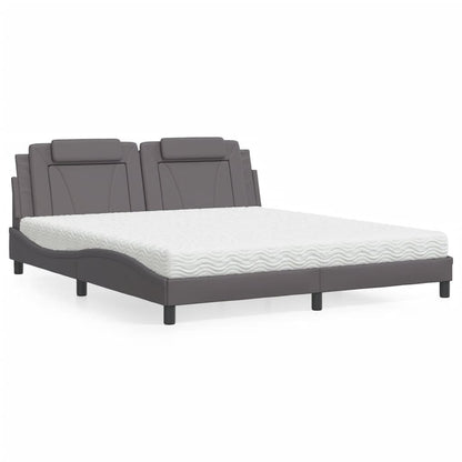 Letto Viana con Materasso Grigio 180x200 cm in Similpelle - homemem39