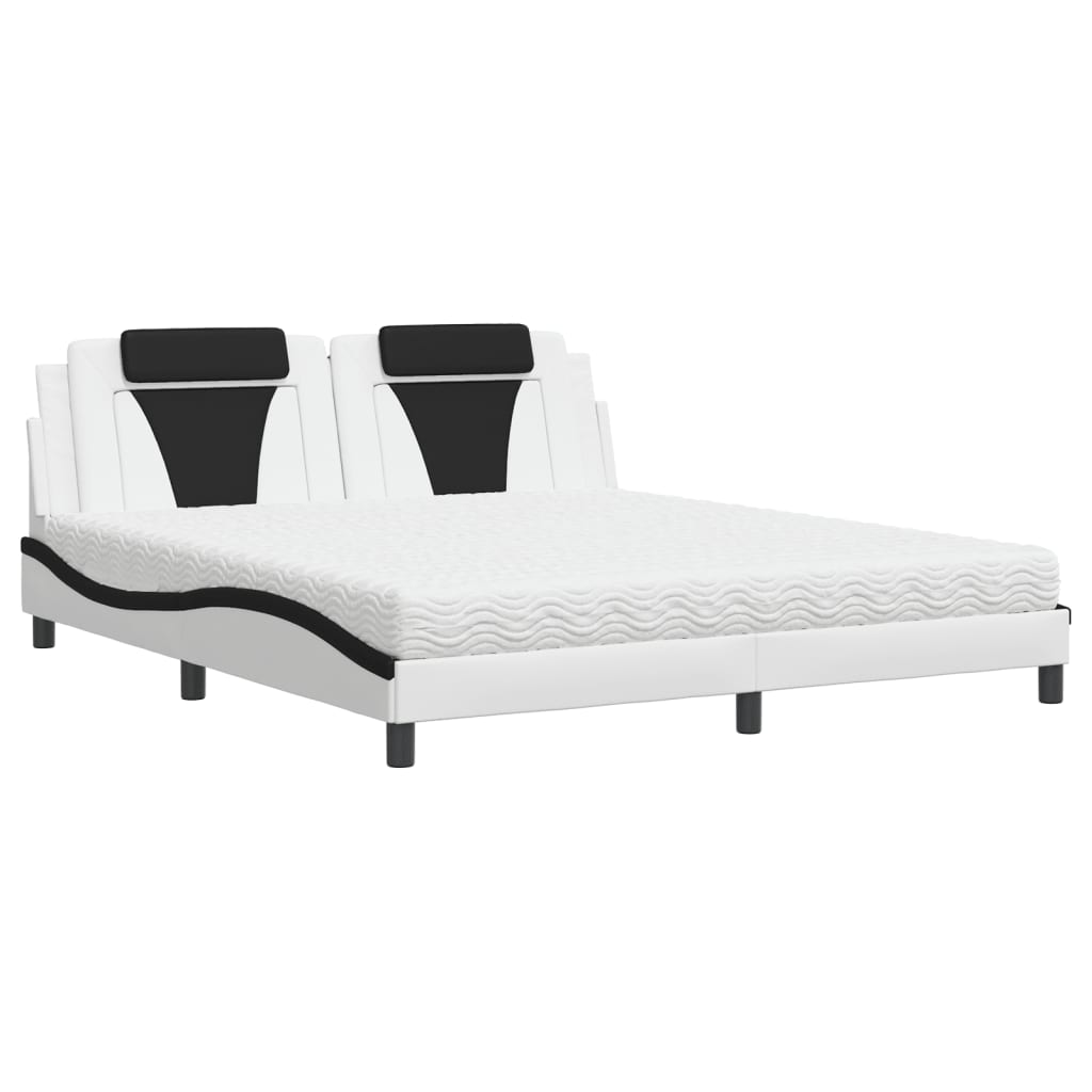 Letto Viana con Materasso Bianco e Nero 180x200cm Similpelle - homemem39