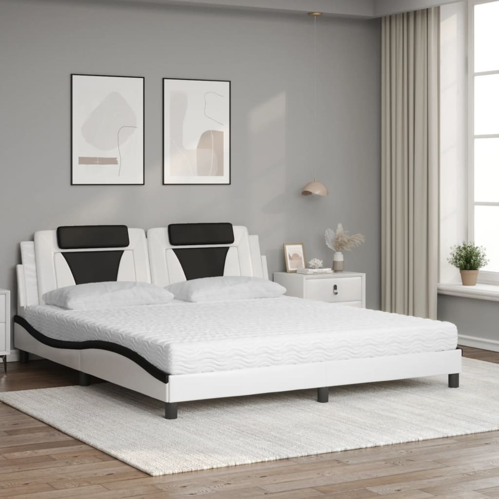 Letto Viana con Materasso Bianco e Nero 180x200cm Similpelle - homemem39