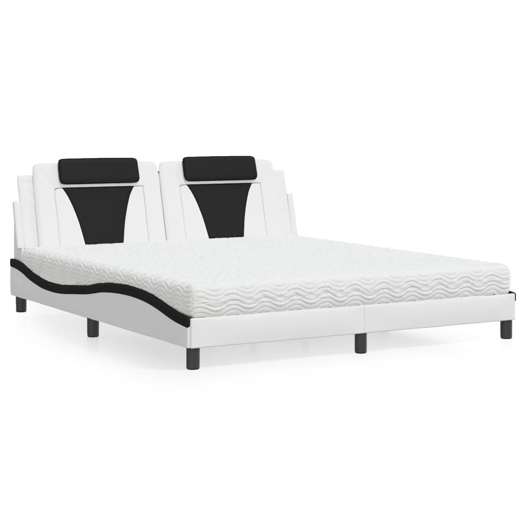 Letto Viana con Materasso Bianco e Nero 180x200cm Similpelle - homemem39