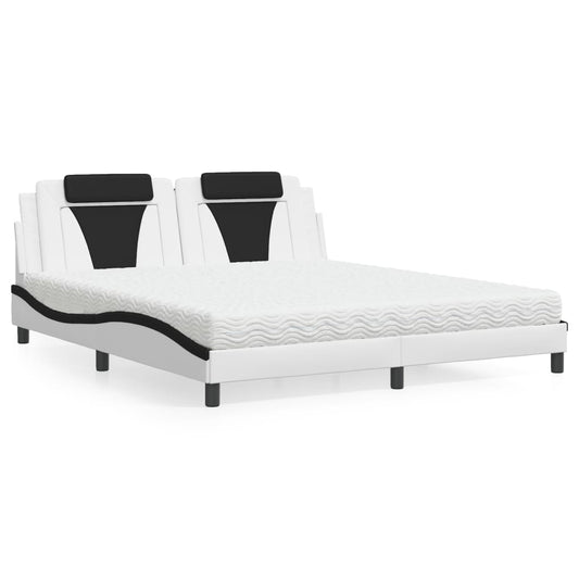 Letto Viana con Materasso Bianco e Nero 180x200cm Similpelle - homemem39