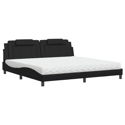 Letto Viana con Materasso Nero 200x200 cm in Similpelle