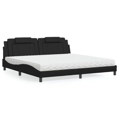 Letto Viana con Materasso Nero 200x200 cm in Similpelle