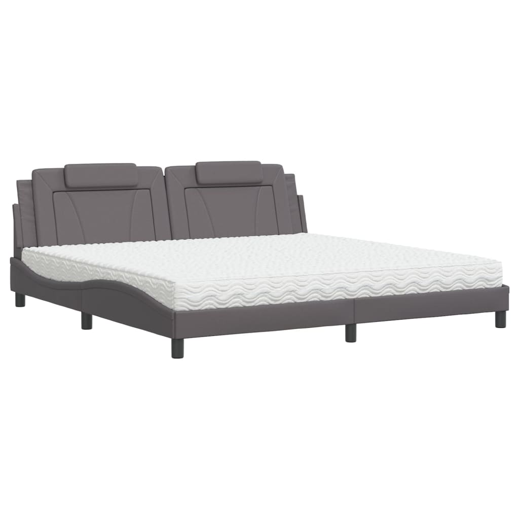 Letto Viana con Materasso Grigio 200x200 cm in Similpelle