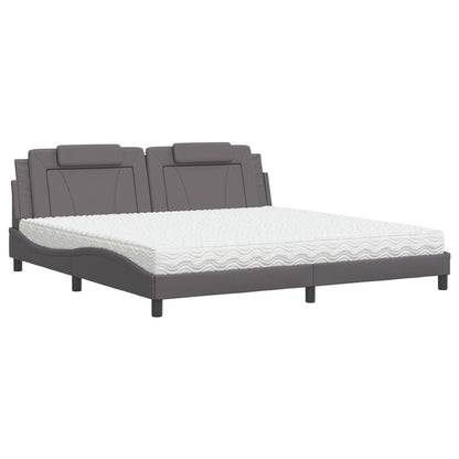 Letto Viana con Materasso Grigio 200x200 cm in Similpelle