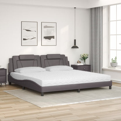 Letto Viana con Materasso Grigio 200x200 cm in Similpelle