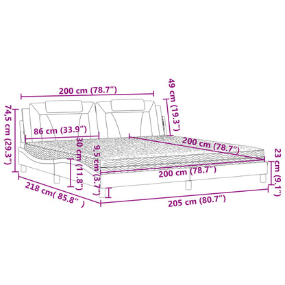 Letto Viana con Materasso Grigio 200x200 cm in Similpelle