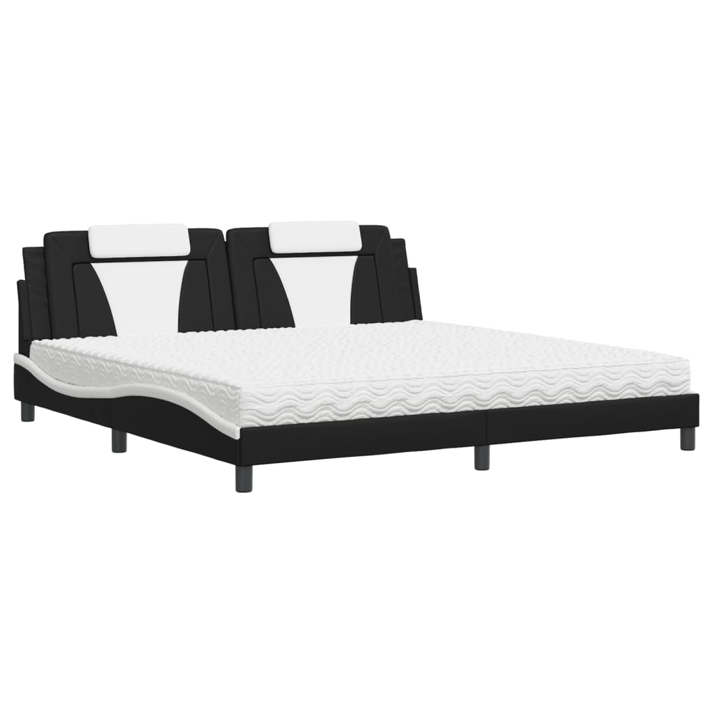 Letto Viana con Materasso Nero e Bianco 200x200cm in Similpelle