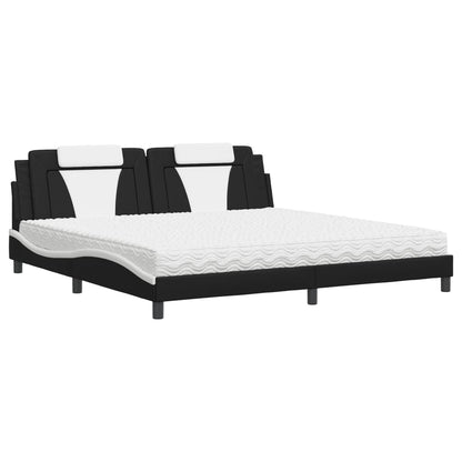 Letto Viana con Materasso Nero e Bianco 200x200cm in Similpelle