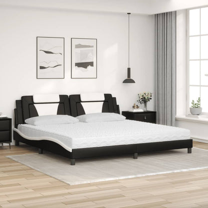 Letto Viana con Materasso Nero e Bianco 200x200cm in Similpelle
