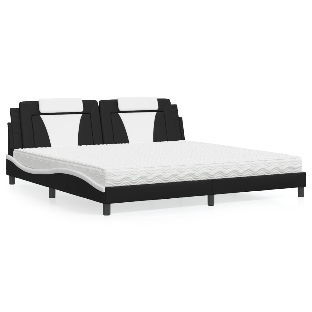 Letto Viana con Materasso Nero e Bianco 200x200cm in Similpelle