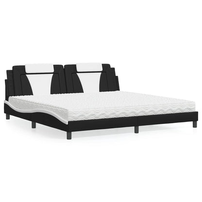 Letto Viana con Materasso Nero e Bianco 200x200cm in Similpelle